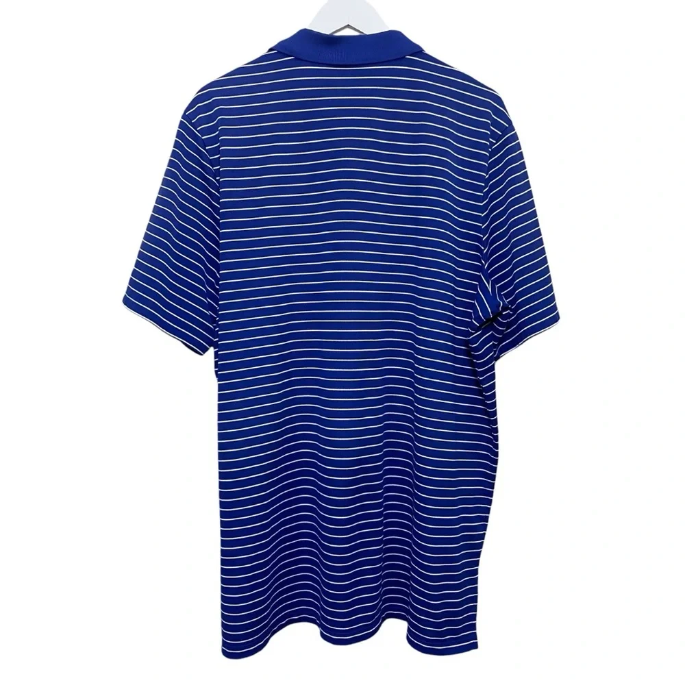 Ralph‎ Lauren RLX Cobalt Blue & White Stripe Golf Performance Polo Tee Size XXL